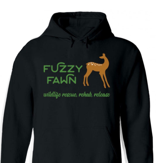 Black Hoodie - Fuzzy Fawn Logo